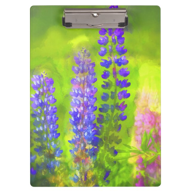 Porte-bloc Peinture Lupine - Art Fleur Original (Devant)