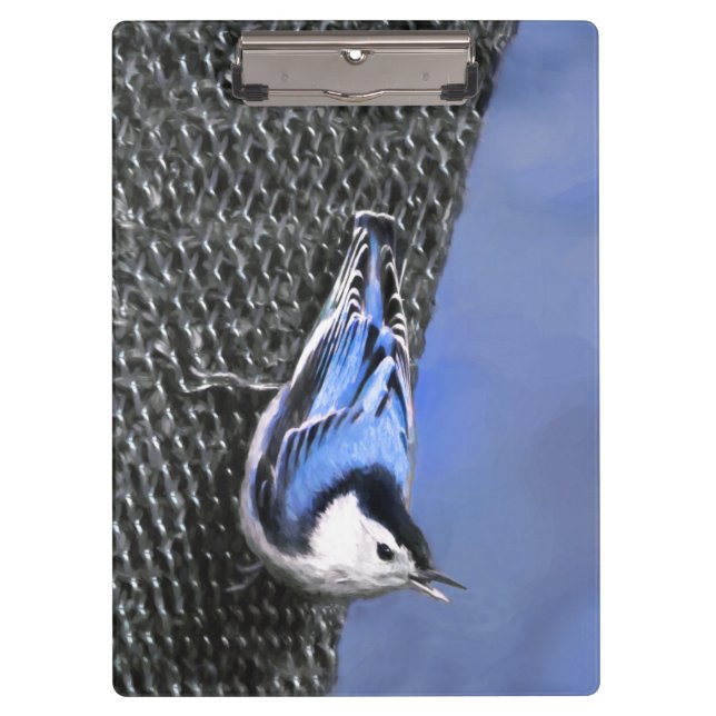 Porte-bloc Peinture Nuthatch à poitrine blanche Art original (Devant)