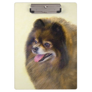 Porte-bloc Peinture Poméranienne Noir et Tan Art Chien origin