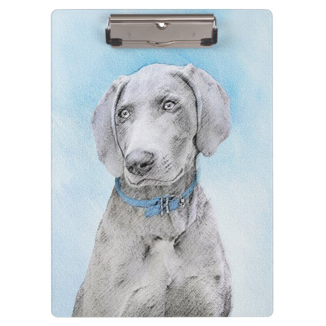 Porte-bloc Peinture Weimaraner - Joli art original chien (Devant)