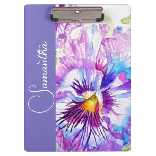 Porte-bloc Pensée Violette Fleur de Filles Nom Floral Aquarel