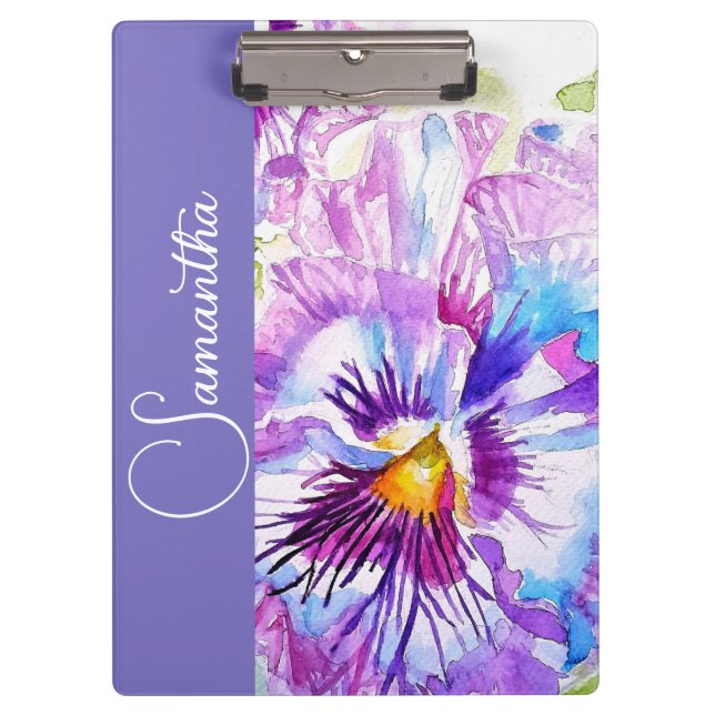 Porte-bloc Pensée Violette Fleur de Filles Nom Floral Aquarel (Devant)