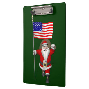 Porte-bloc Père Noël Avec L'Enseigne Des Etats-Unis