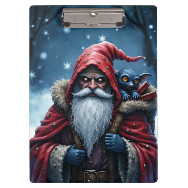 Porte-bloc Père Noël Frostbite et son elfe de malice. (Devant)