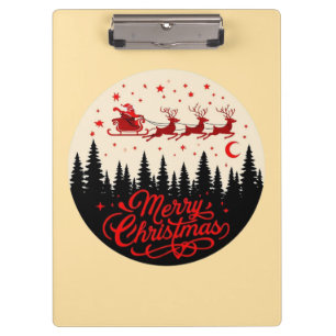 Porte-bloc Père Noël Sleigh Joyeux Noël Forêt Scène Art"
