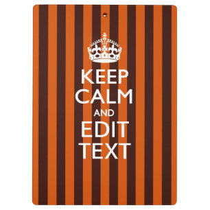 Porte-bloc Personalisé KEEP CALM Your Text on Orange Stripes