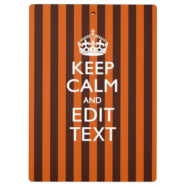 Porte-bloc Personalisé KEEP CALM Your Text on Orange Stripes (Dos)