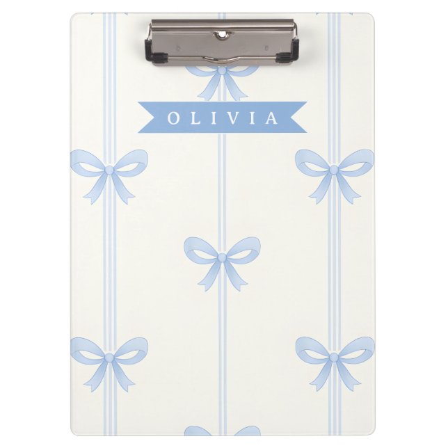 Porte-bloc Personalized Blue Bow Coquette Name Aesthetic (Devant)