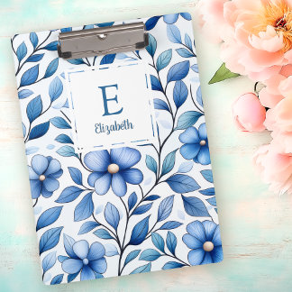 Porte-bloc Personalized Blue Floral Clipboard