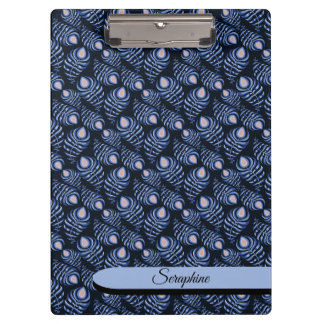 Porte-bloc Personalized Feather Clipboard | Blue Pattern