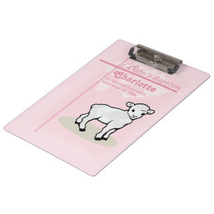 Porte-bloc Personnalisable, Baptême, Rose, Fille, Agneau