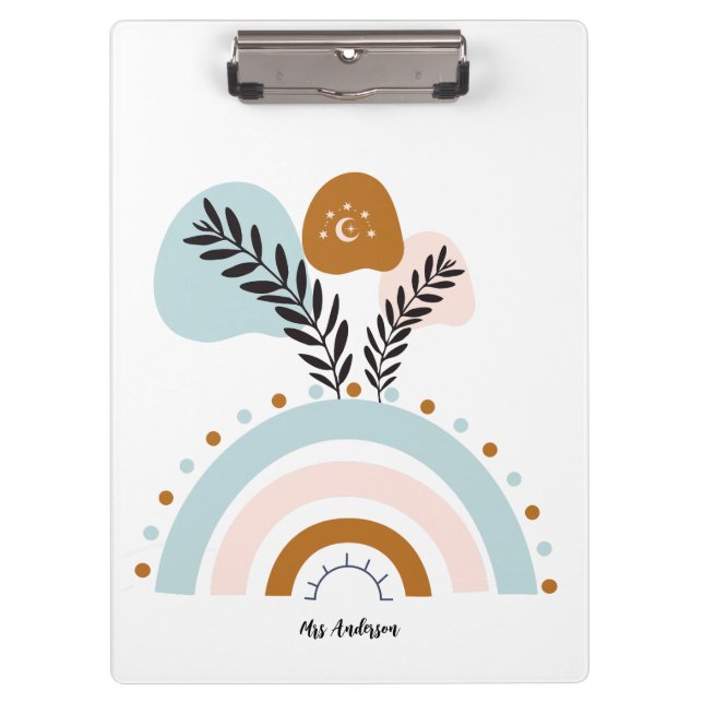 Porte-bloc personnalisé arc-en-ciel boho (Devant)