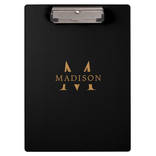 Porte-bloc personnalisé avec monogramme noir pour  (Devant)