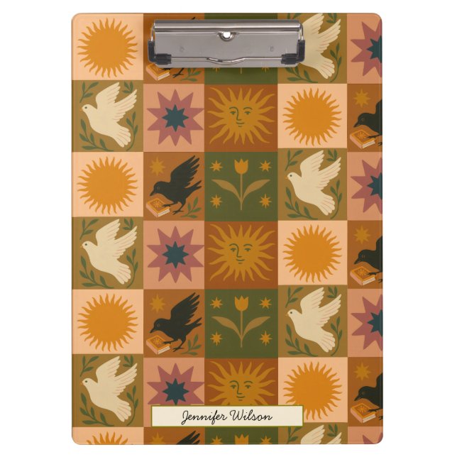 Porte-bloc Personnalisé Bohème Céleste Patchwork Mystique (Devant)
