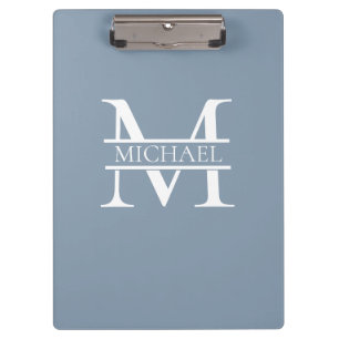 Porte-bloc Personnalisé Elegant Dusty Blue Monogramme et nom