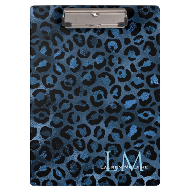 Porte-bloc personnalisé élégant léopard bleu (Devant)