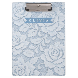 Porte-bloc Personnalisé Fleurs en dentelle bleue Élégant Roma