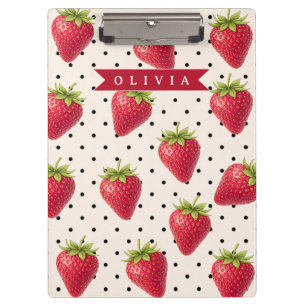 Porte-bloc Personnalisé Rétro Fraise Points Vintage