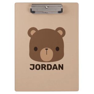 Porte-bloc Petit ours Brown mignon avec nom personnalisé