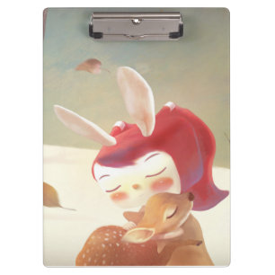 Porte-bloc Petite fille qui serre des cerfs