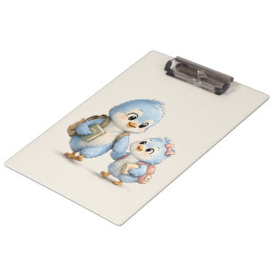 Porte-bloc Petits Oiseaux Bleus Mignons Frères et Sœurs Porte