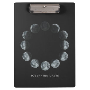 Porte-bloc Phases de lune d'aquarelle noire personnalisées