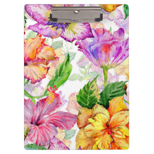 Porte-bloc Photo Violet Jaune Orange Floral Hibiscus