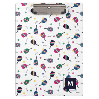 Porte-bloc Pickleball Personnalisé Monogramme Bleu Vert Rose