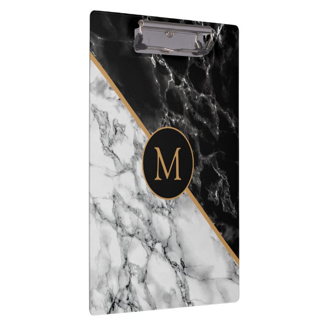 Porte-bloc Pierre de marbre noir moderne Monogramme Porte - b (Swatch)