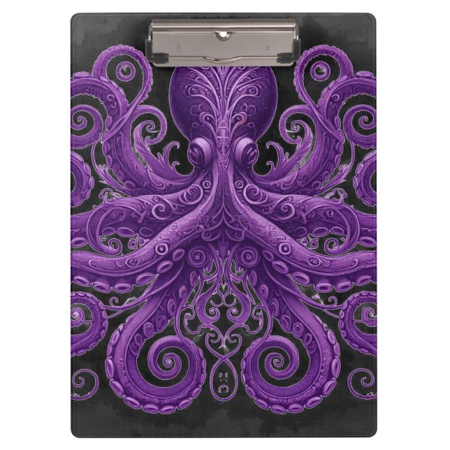 Porte-bloc Pieuvre violette steampunk victorien Kraken (Devant)