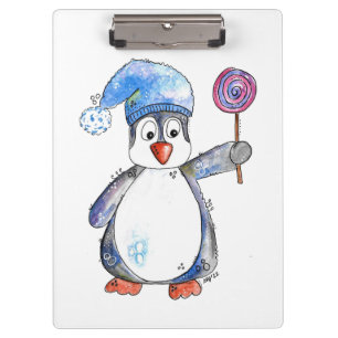 Porte-bloc Pingouin blanc mignon avec Lollipop