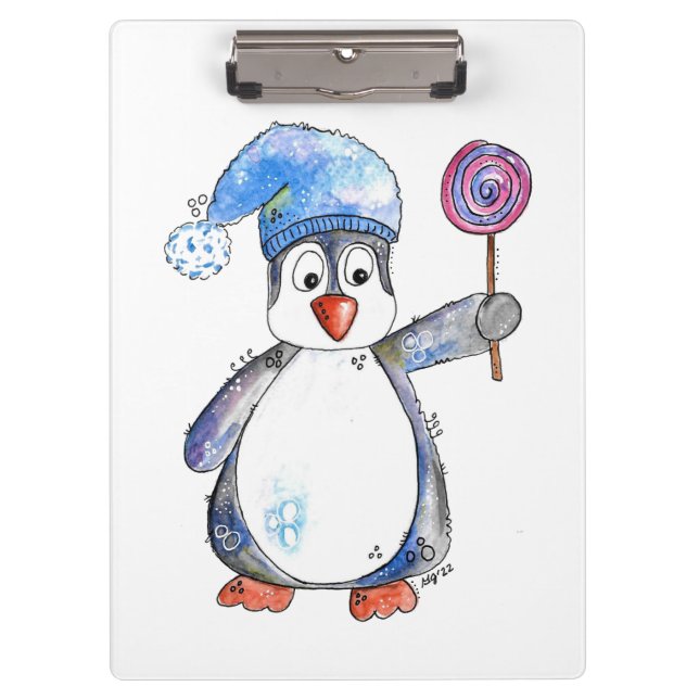 Porte-bloc Pingouin blanc mignon avec Lollipop (Devant)