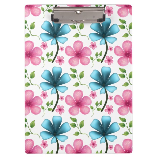 Porte-bloc Pink & Blue Floral Seamless Pattern (Devant)