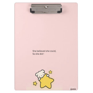 Porte-bloc Pink Cute Clipboard – “She Believed She Could, So 