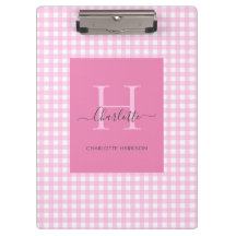 Pink En vichy Plaid Motif mignon Personnalisé