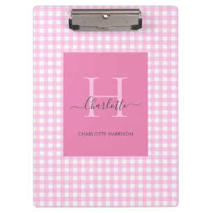 Porte-bloc Pink En vichy Plaid Motif mignon Personnalisé