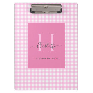 Porte-bloc Pink En vichy Plaid Motif mignon Personnalisé