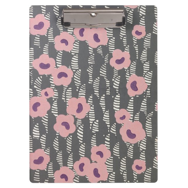 Porte-bloc Pink Flowers Abstract Blooms Mid-century Art Deco (Devant)