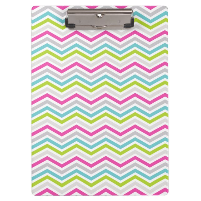 Porte-bloc Pink, Green, Blue et White Chevron Stripes (Devant)