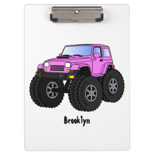 Porte-bloc Pink monster truck cartoon illustration 
