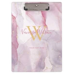 Porte-bloc Pink violet or Aquarelle Script