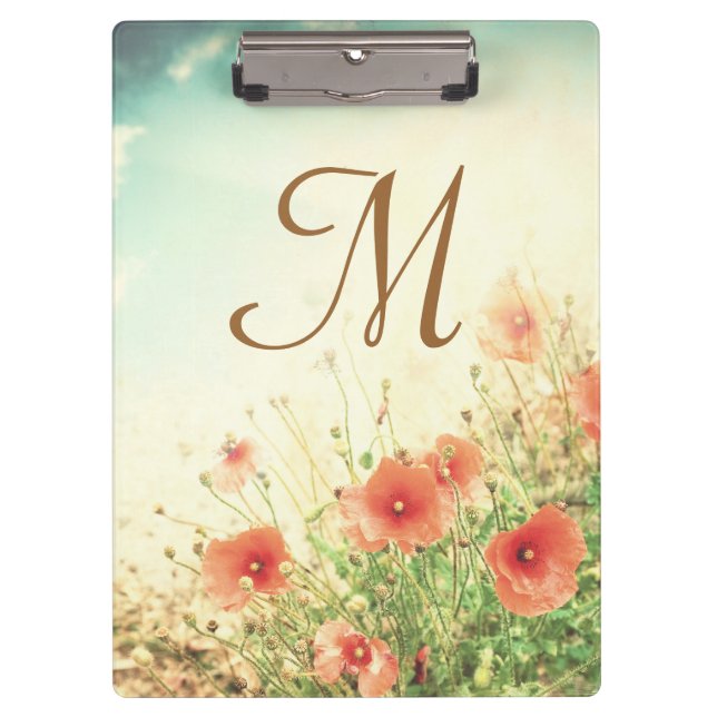 Porte-bloc Pink Wild Flowers Monogramme Première Clip Board (Devant)