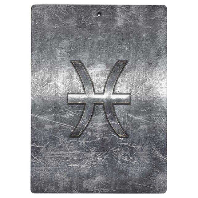 Porte-bloc Pisces Zodiac Sign in grunge steel style print (Dos)