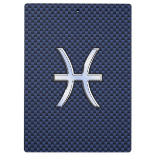 Porte-bloc Pisces Zodiac Sign on Blue Carbon Fibre Print