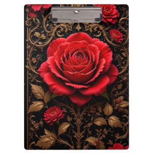 Porte-bloc 🌹 Planche à écrire Rose Rouge pour le bureau et c