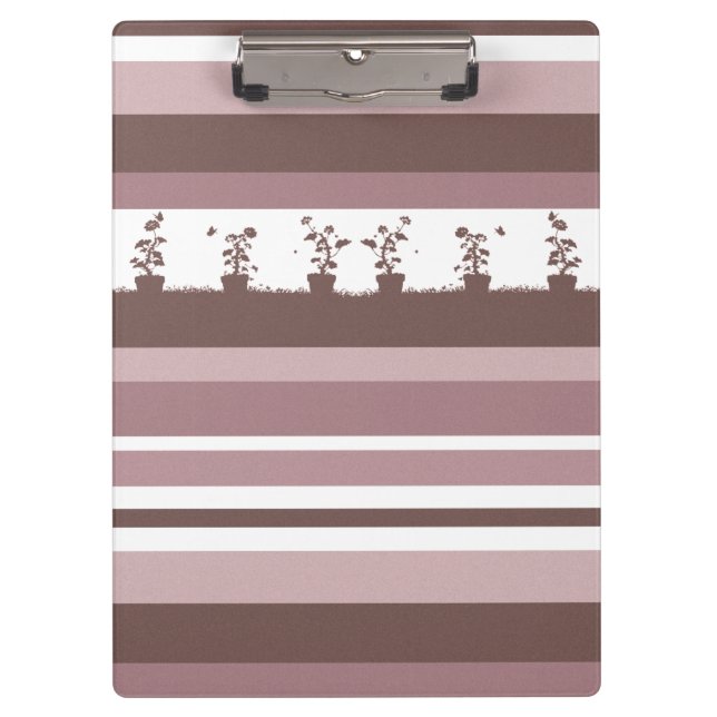 Porte-bloc Plantes en pot à motif de silhouette rayée (Devant)