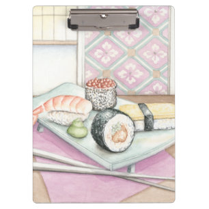 Porte-bloc Plat des sushi assortis avec des baguettes