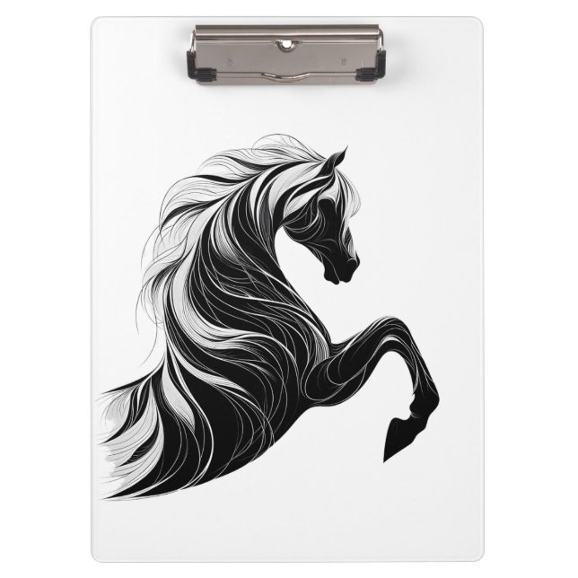 Porte-bloc Pochette avec conception Cheval Noir et Blanc (Devant)