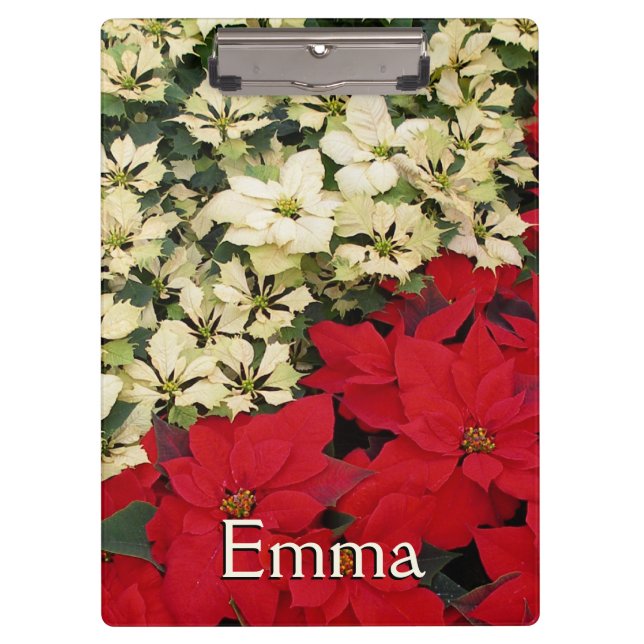 Porte-bloc Poinsettias blanches et rouges I Holiday Floral (Devant)