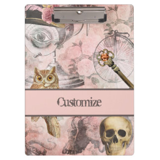 Porte-bloc Pointe à vapeur rose Retro Goth Owl Keys